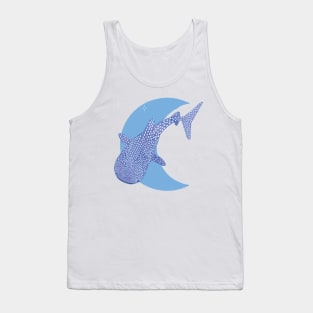 Whale Shark Crescent Moon - Blue Tank Top